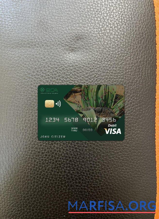 Printable Angola Comercial Bank visa card photolook front download for verification